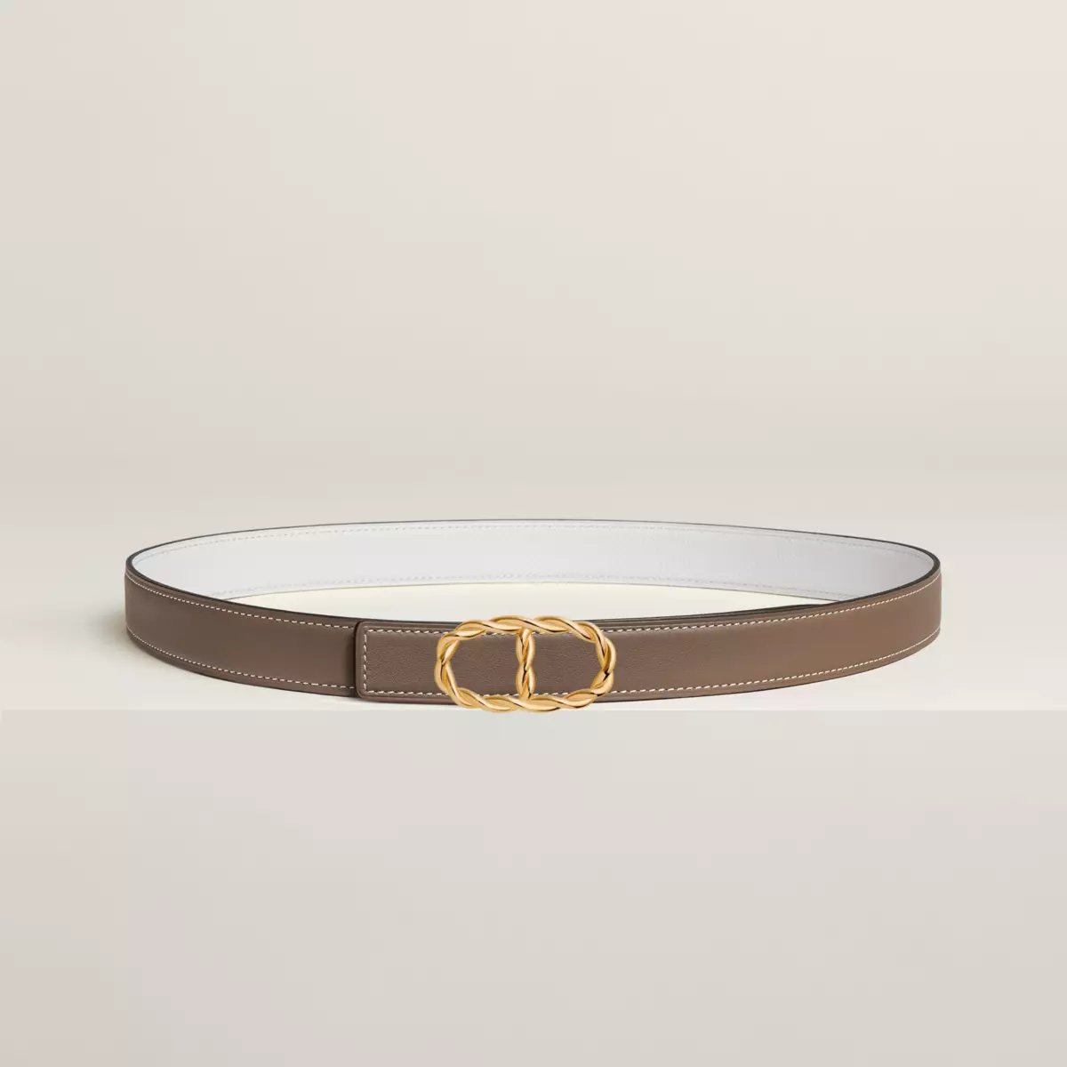 Maillon Torsade belt buckle & Reversible leather strap 24 mm