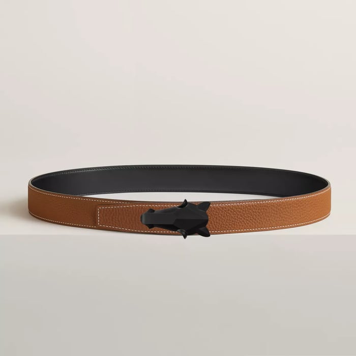 Destrier Belt Buckle & Reversible Leather Strap 32 MM