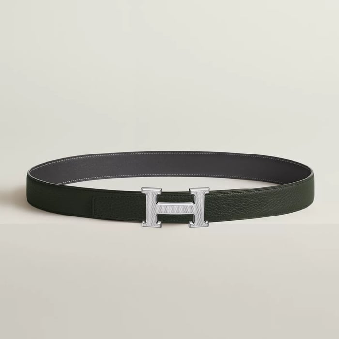 H Guillochee 벨트 버클 & 리버서블 가죽 스트랩 32mm
