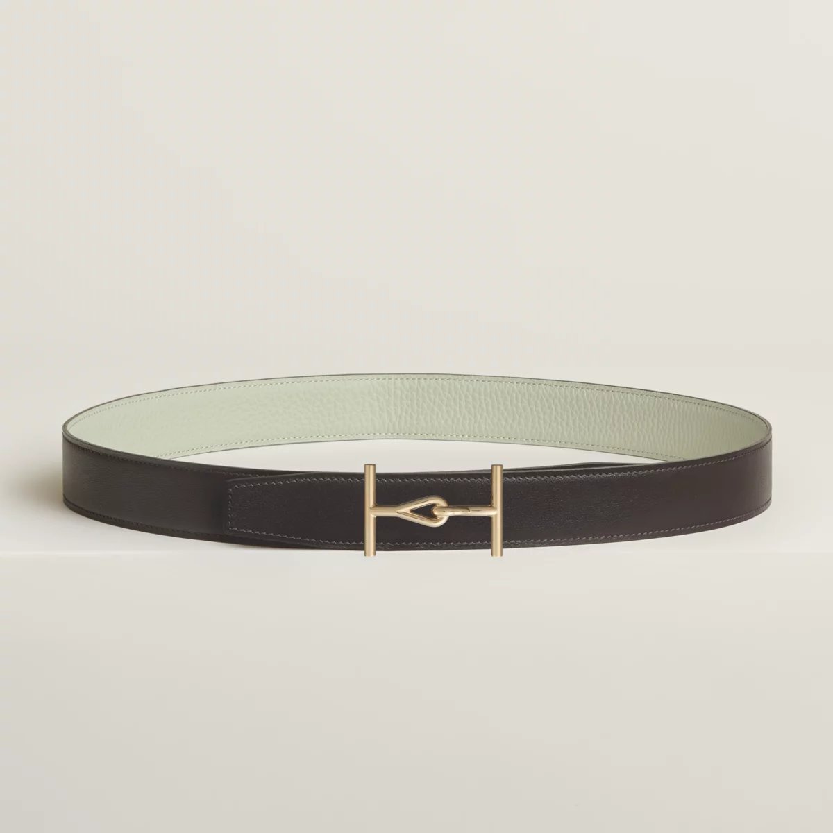 Jumbo belt buckle & Reversible leather strap 32 mm