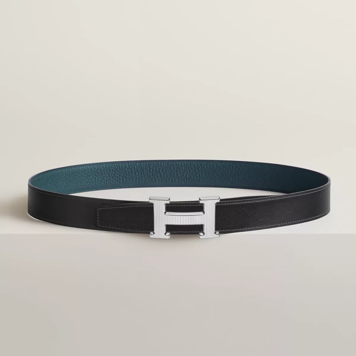 H Striee Belt Buckle & Reversible Leather Strap 32 MM