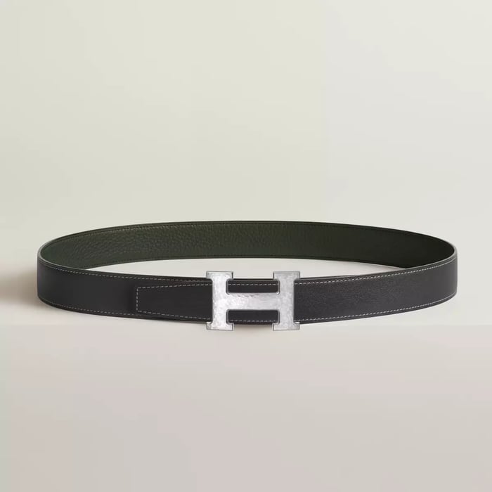 H Martelee belt buckle & Reversible leather strap 32 mm