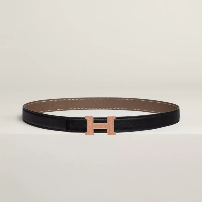 Boucle de ceinture Mini Constance Guillochée & Cuir de ceinture réversible 24 mm