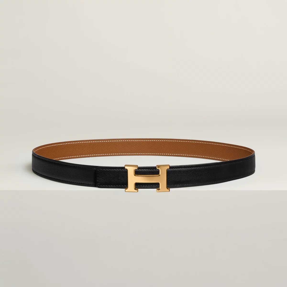 Mini H belt buckle & Reversible leather strap 24 mm