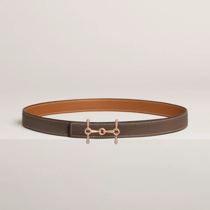 H Equestre Belt Buckle & Reversible Leather Strap 24 MM