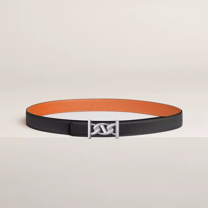 My H belt buckle & Reversible leather strap 24 mm