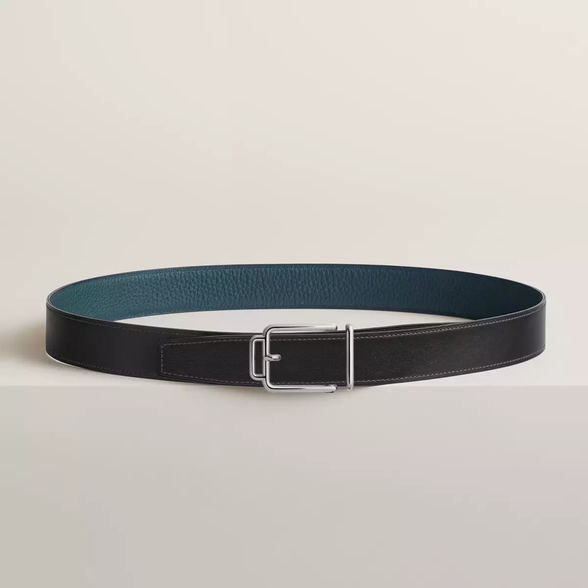 Volte-face reversible belt buckle & Reversible leather strap 32 mm