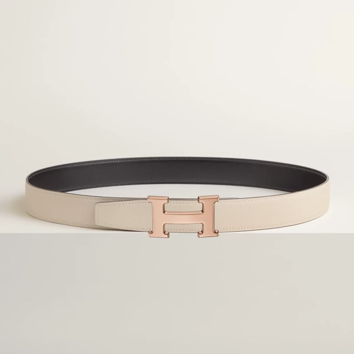 H Belt Buckle & Reversible Leather Strap 32 MM