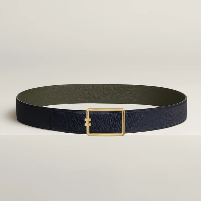Tube H Belt Buckle & Reversible Leather Strap 38 MM