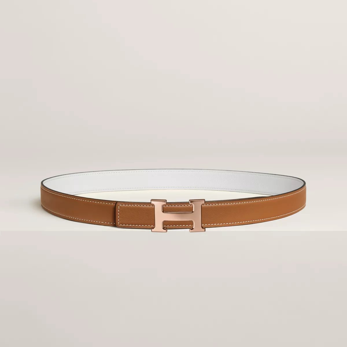 Mini H belt buckle & Reversible leather strap 24 mm