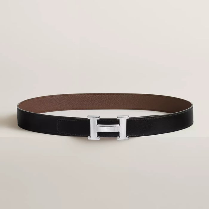 H Striee Belt Buckle & Reversible Leather Strap 32 MM