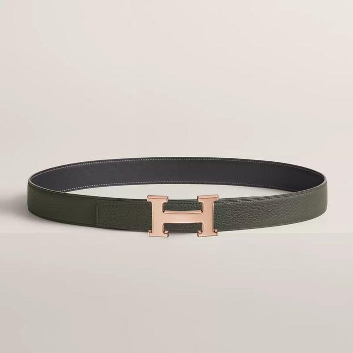 H Belt Buckle & Reversible Leather Strap 32 MM