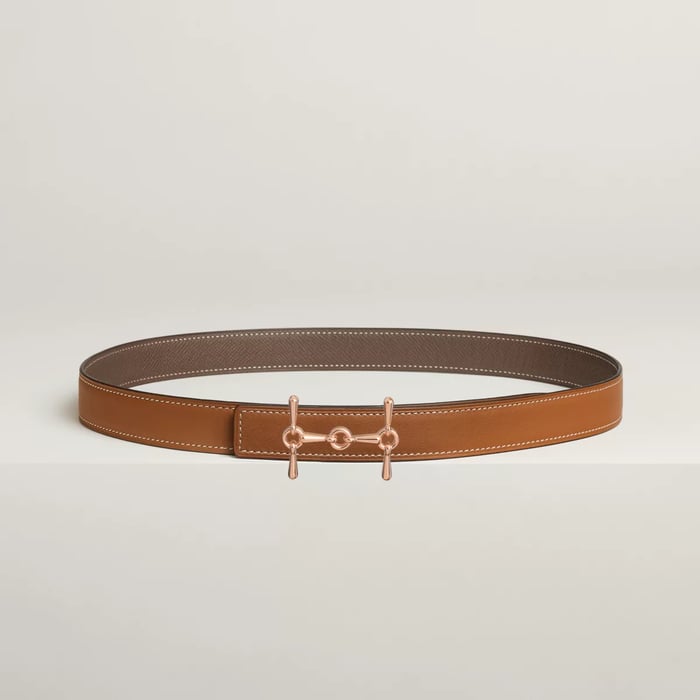 H Equestre belt buckle & Reversible leather strap 24 mm