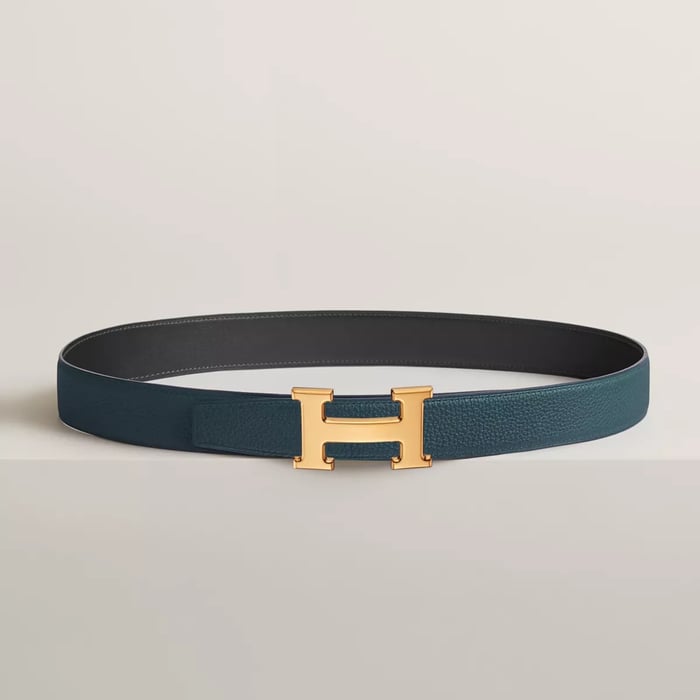 H Belt Buckle & Reversible Leather Strap 32 MM