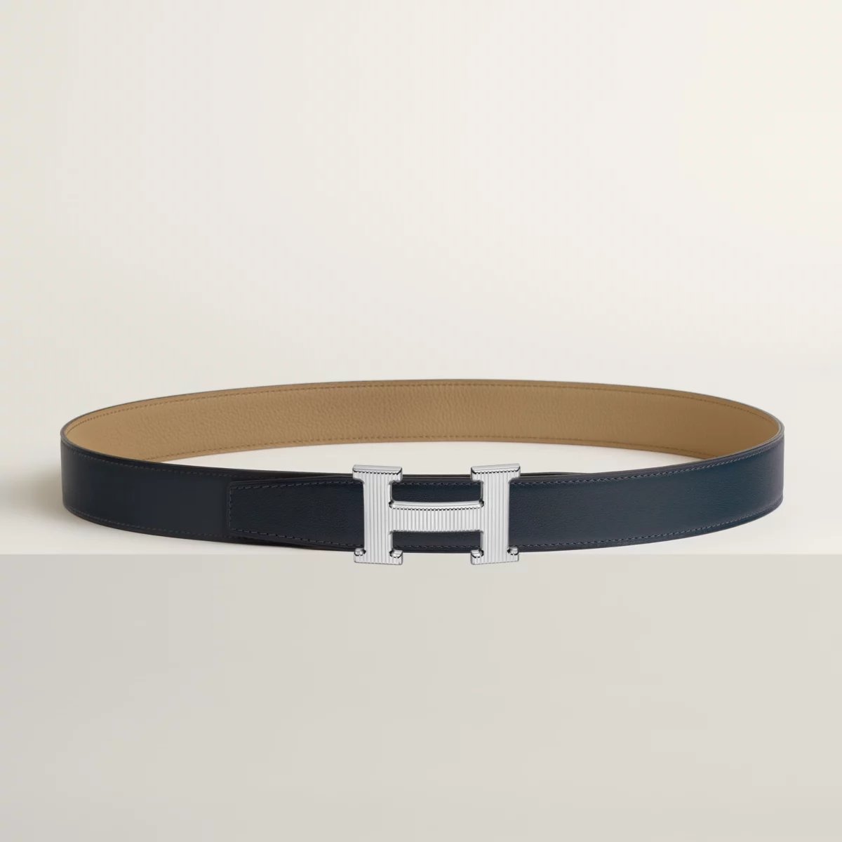 Boucle de ceinture H Striée & Cuir de ceinture réversible 32 mm
