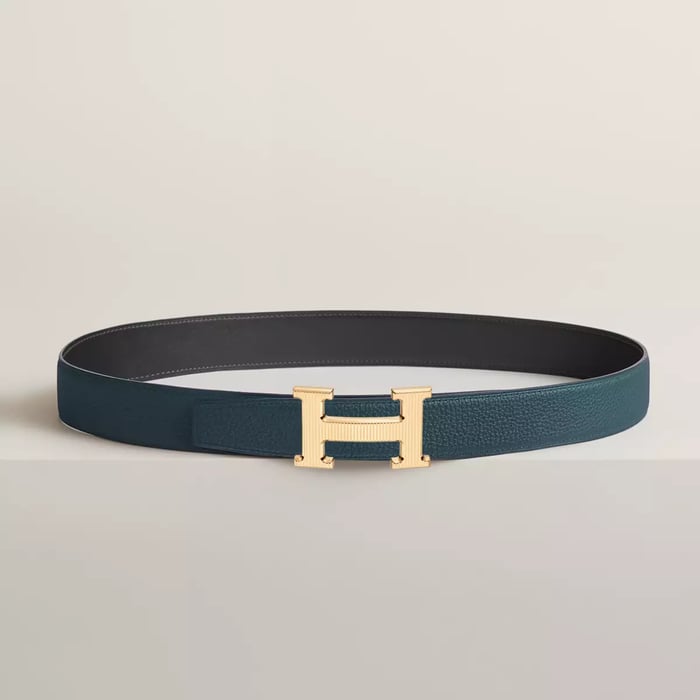 H Striee Belt Buckle & Reversible Leather Strap 32 MM