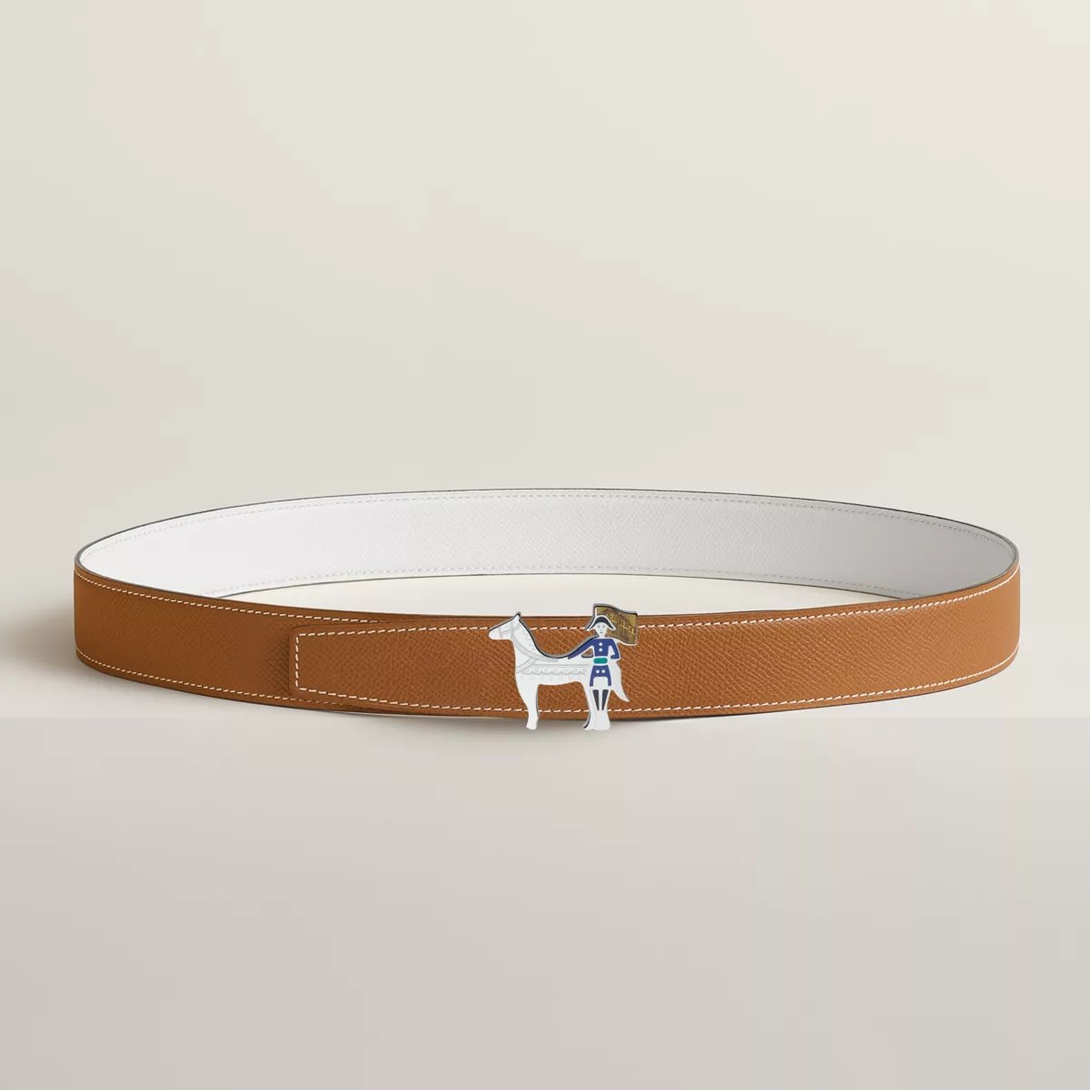 Artificier belt buckle & Reversible leather strap 32 mm