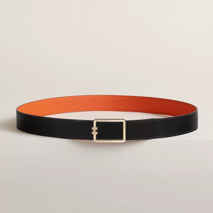 Tube H Belt Buckle & Reversible Leather Strap 32 MM