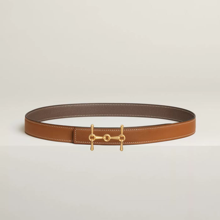 H Equestre belt buckle & Reversible leather strap 24 mm