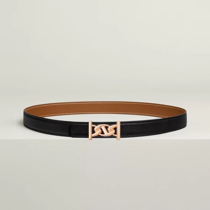 My H belt buckle & Reversible leather strap 24 mm