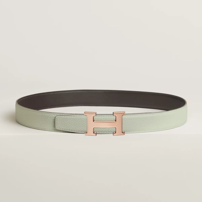 H Belt Buckle & Reversible Leather Strap 32 MM