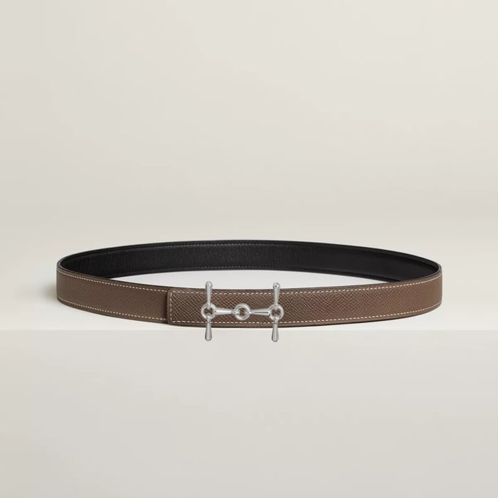 H Equestre Belt Buckle & Reversible Leather Strap 24 MM