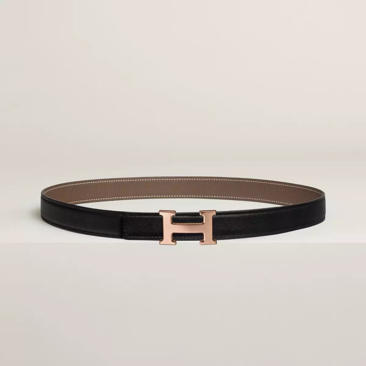 Mini H belt buckle & Reversible leather strap 24 mm