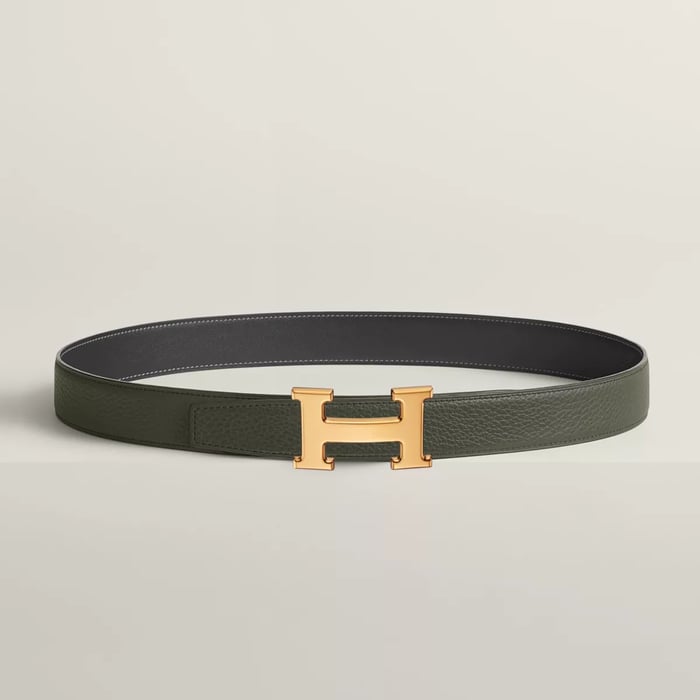 H Belt Buckle & Reversible Leather Strap 32 MM