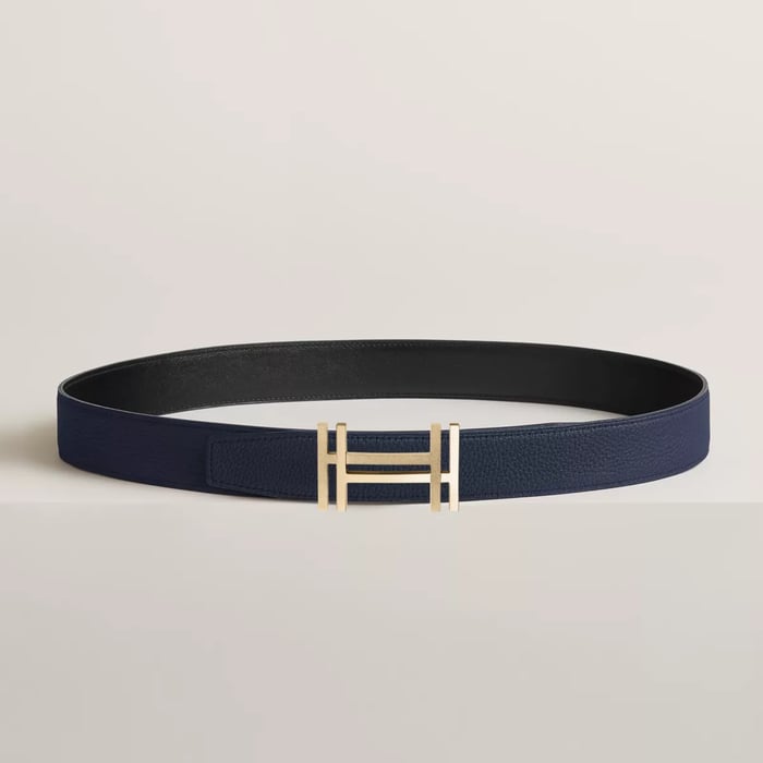 H Au Carre Belt Buckle & Reversible Leather Strap 32 MM