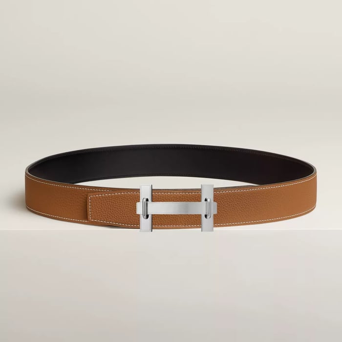 H Jumping Belt Buckle & Reversible Leather Strap 38 MM