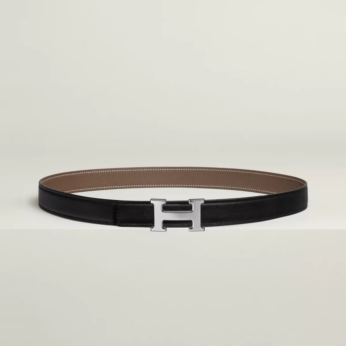 Mini H belt buckle & Reversible leather strap 24 mm