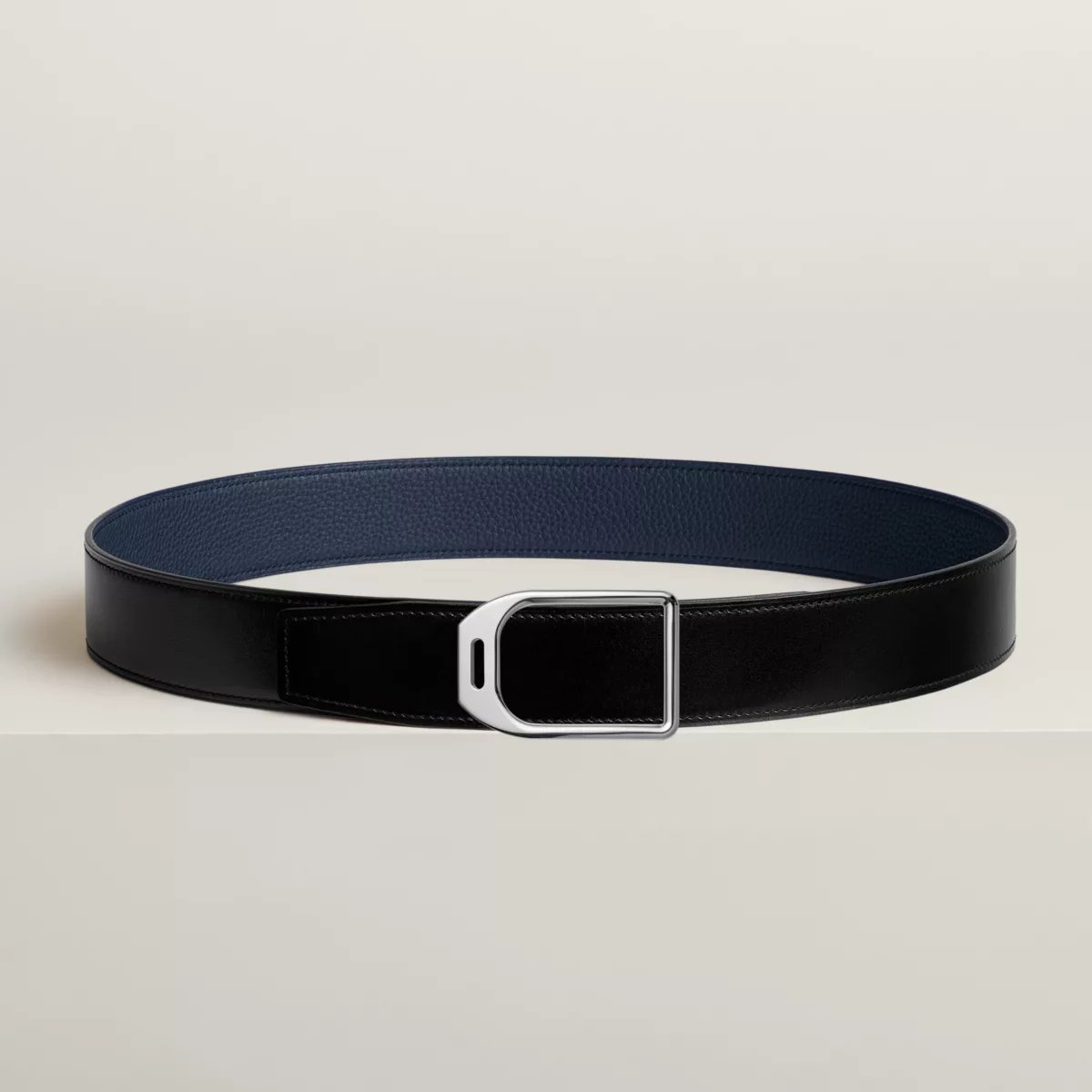 Jockey belt buckle & Reversible leather strap 38 mm