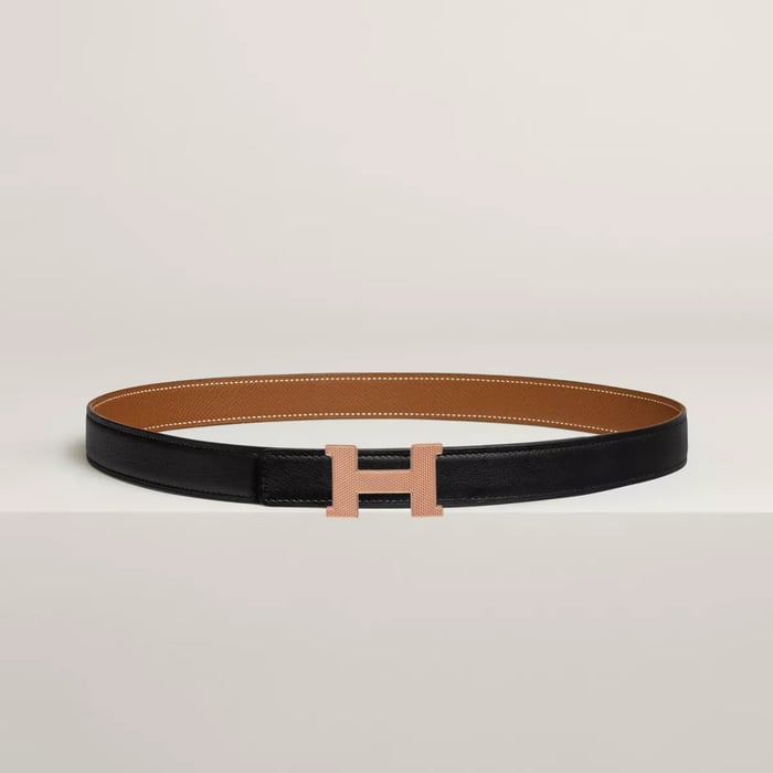Mini Constance Guillochee belt buckle & Reversible leather strap 24 mm