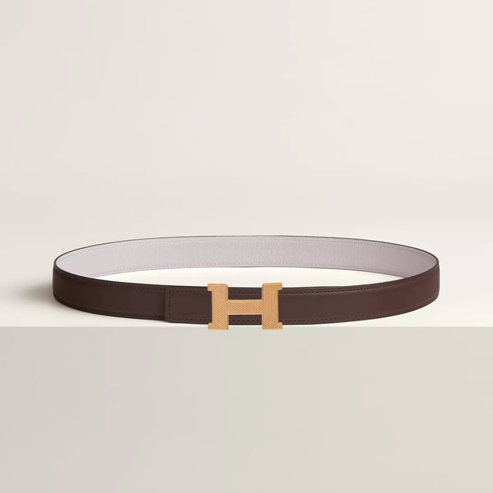 Mini Constance Guillochee belt buckle & Reversible leather strap 24 mm