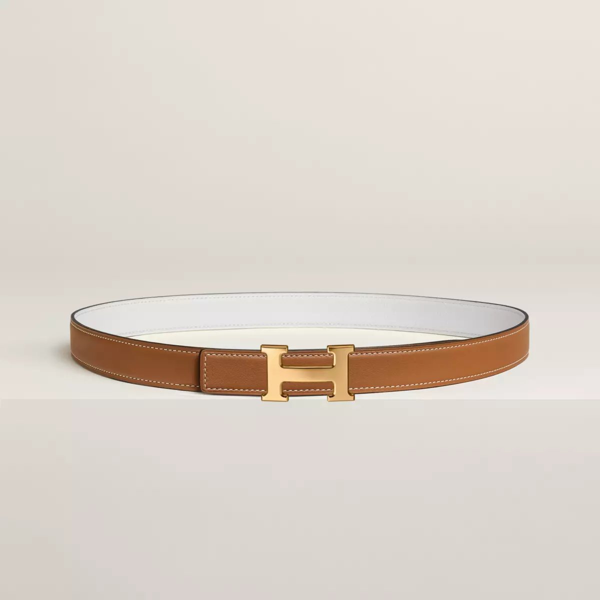 Mini H belt buckle & Reversible leather strap 24 mm