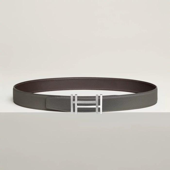 H Au Carre Belt Buckle & Reversible Leather Strap 32 MM