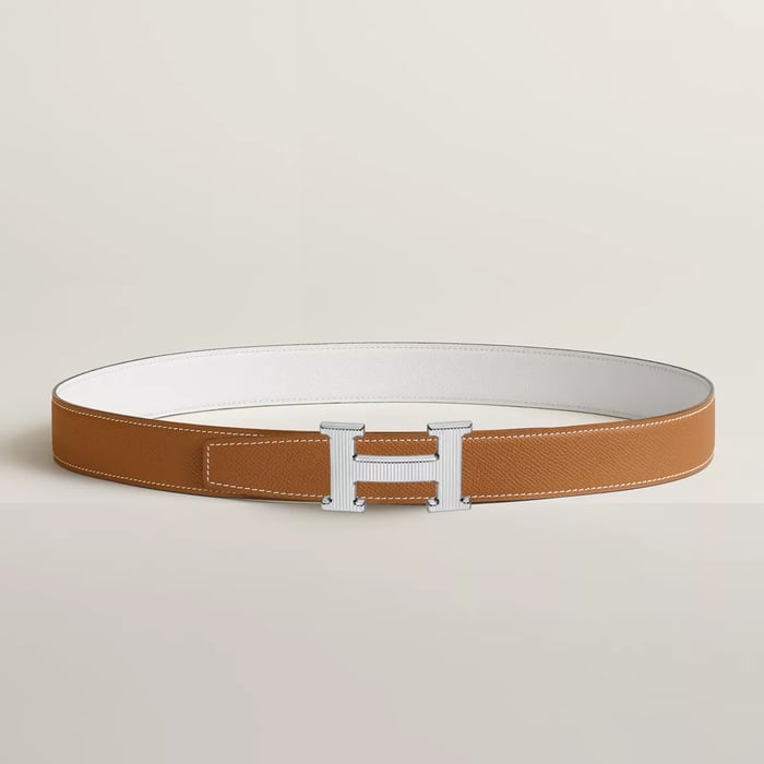 H Striee Belt Buckle & Reversible Leather Strap 32 MM
