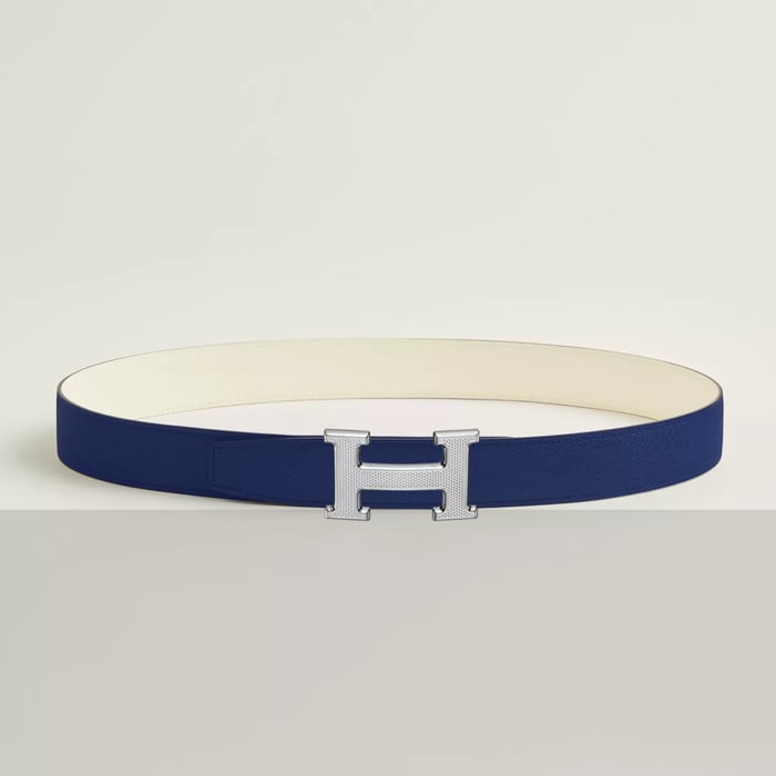H Guillochee 벨트 버클 & 리버서블 가죽 스트랩 32mm