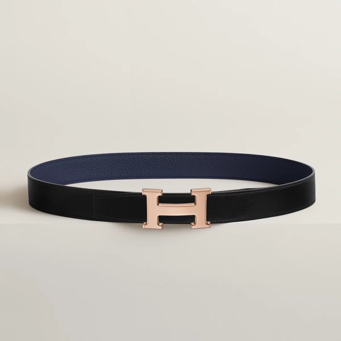 H Belt Buckle & Reversible Leather Strap 32 MM