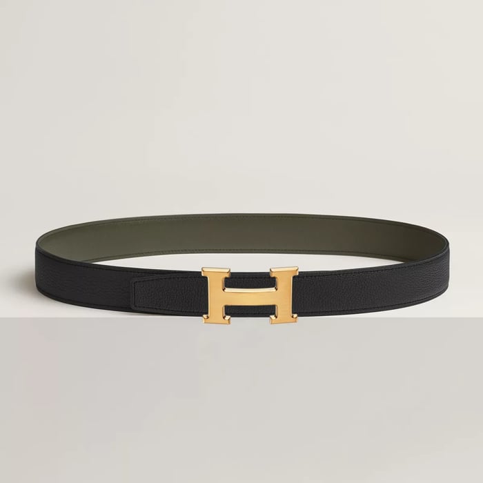 H Belt Buckle & Reversible Leather Strap 32 MM