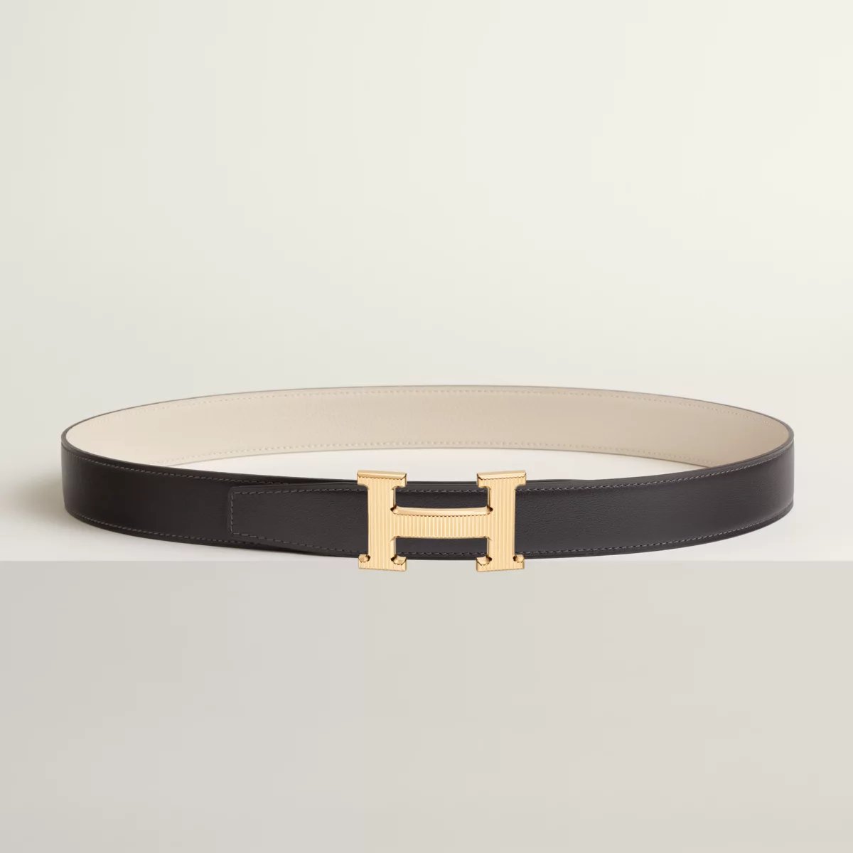 H Strie 벨트 버클 & 리버서블 가죽 스트랩 32mm