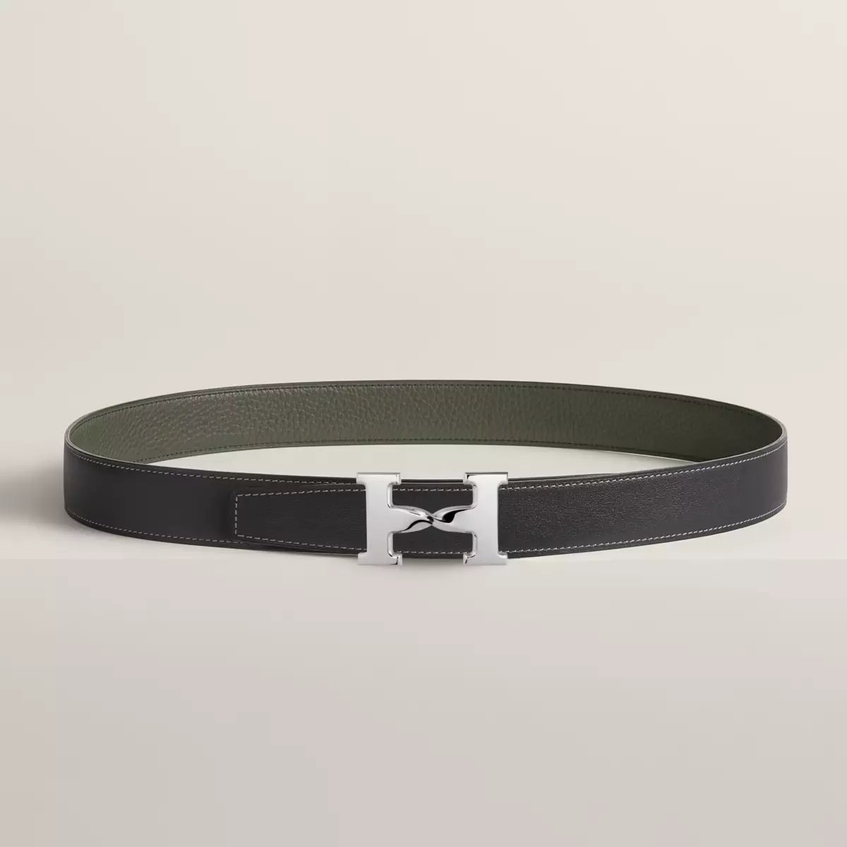 H Twist belt buckle & Reversible leather strap 32 mm