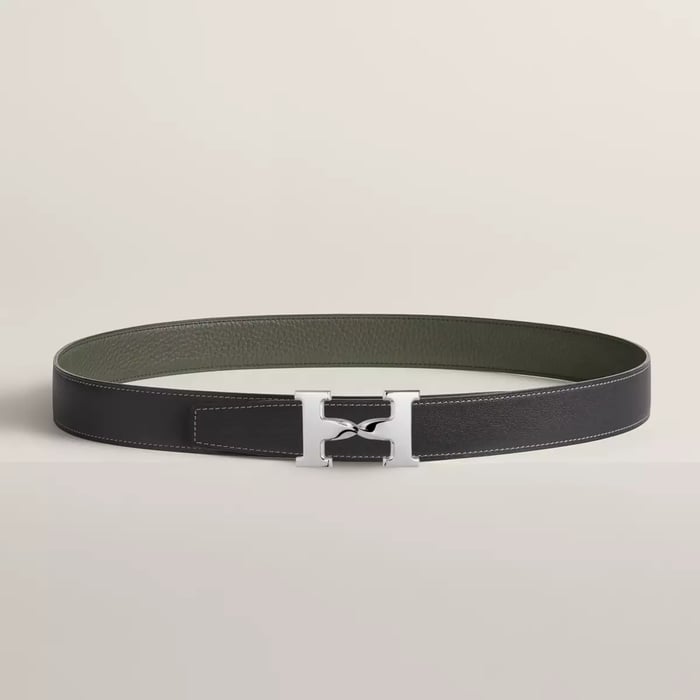 H Twist Belt Buckle & Reversible Leather Strap 32 MM