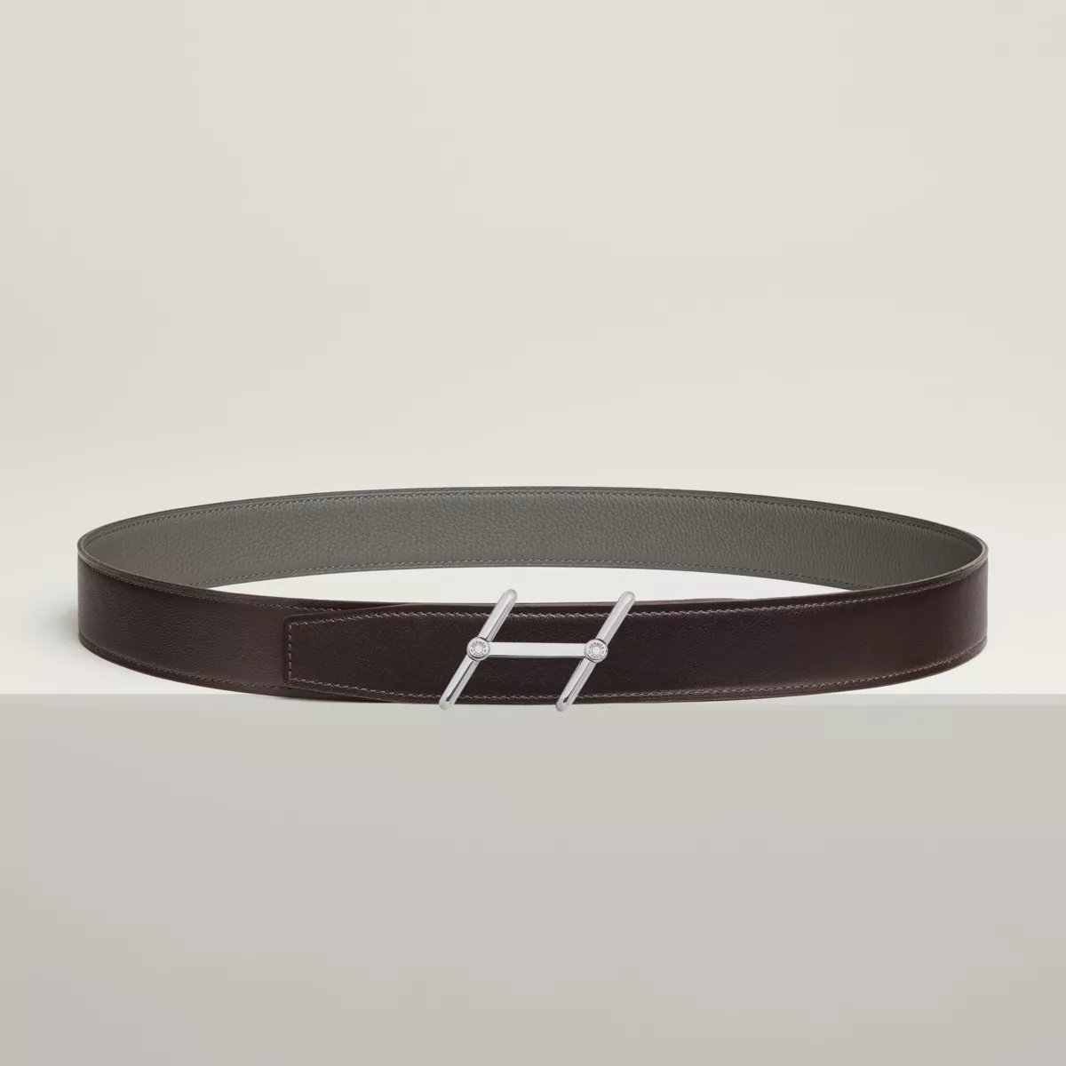 Swing belt buckle & Reversible leather strap 32 mm