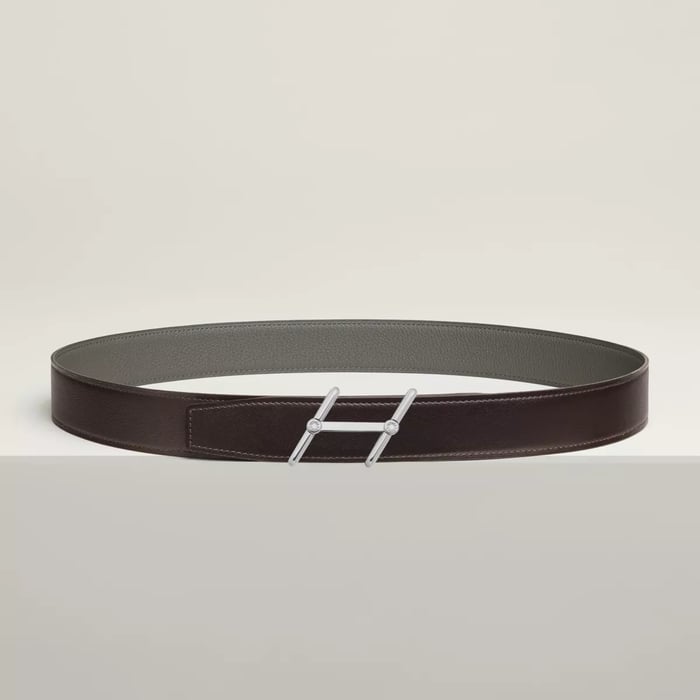 Swing belt buckle & Reversible leather strap 32 mm