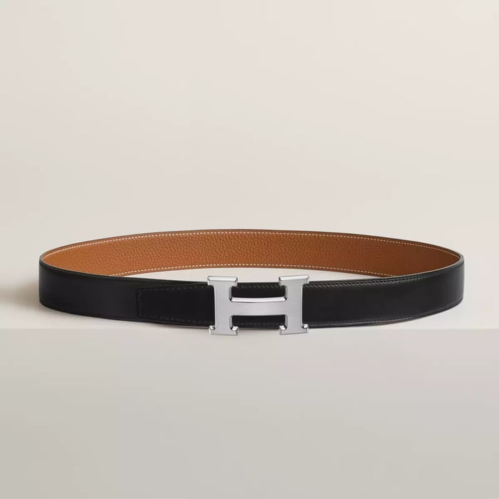 H Belt Buckle & Reversible Leather Strap 32 MM