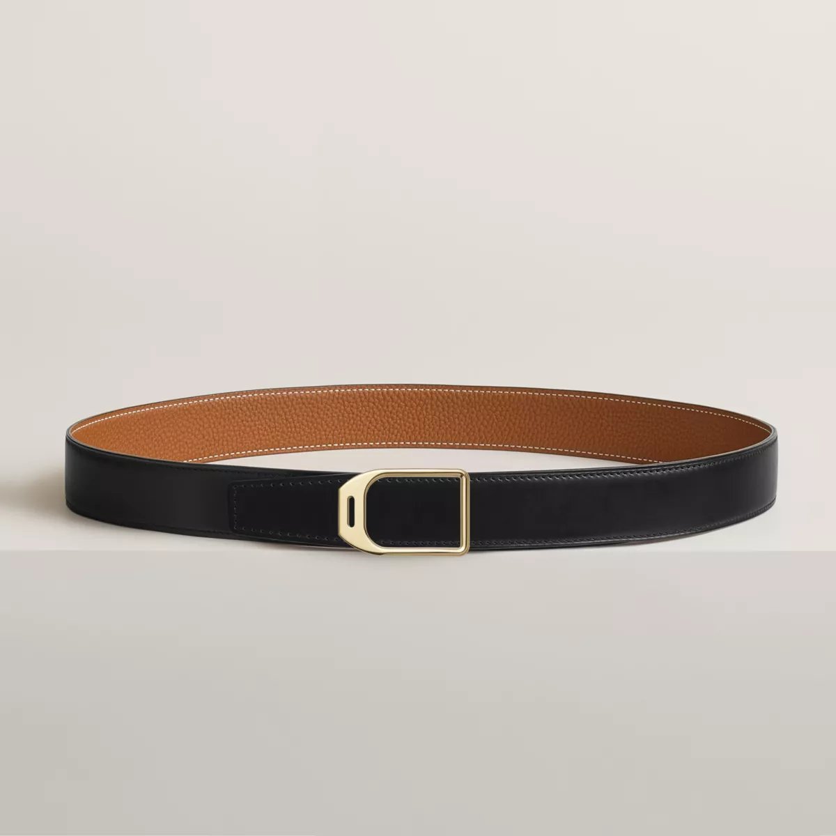 Jockey belt buckle & Reversible leather strap 32 mm