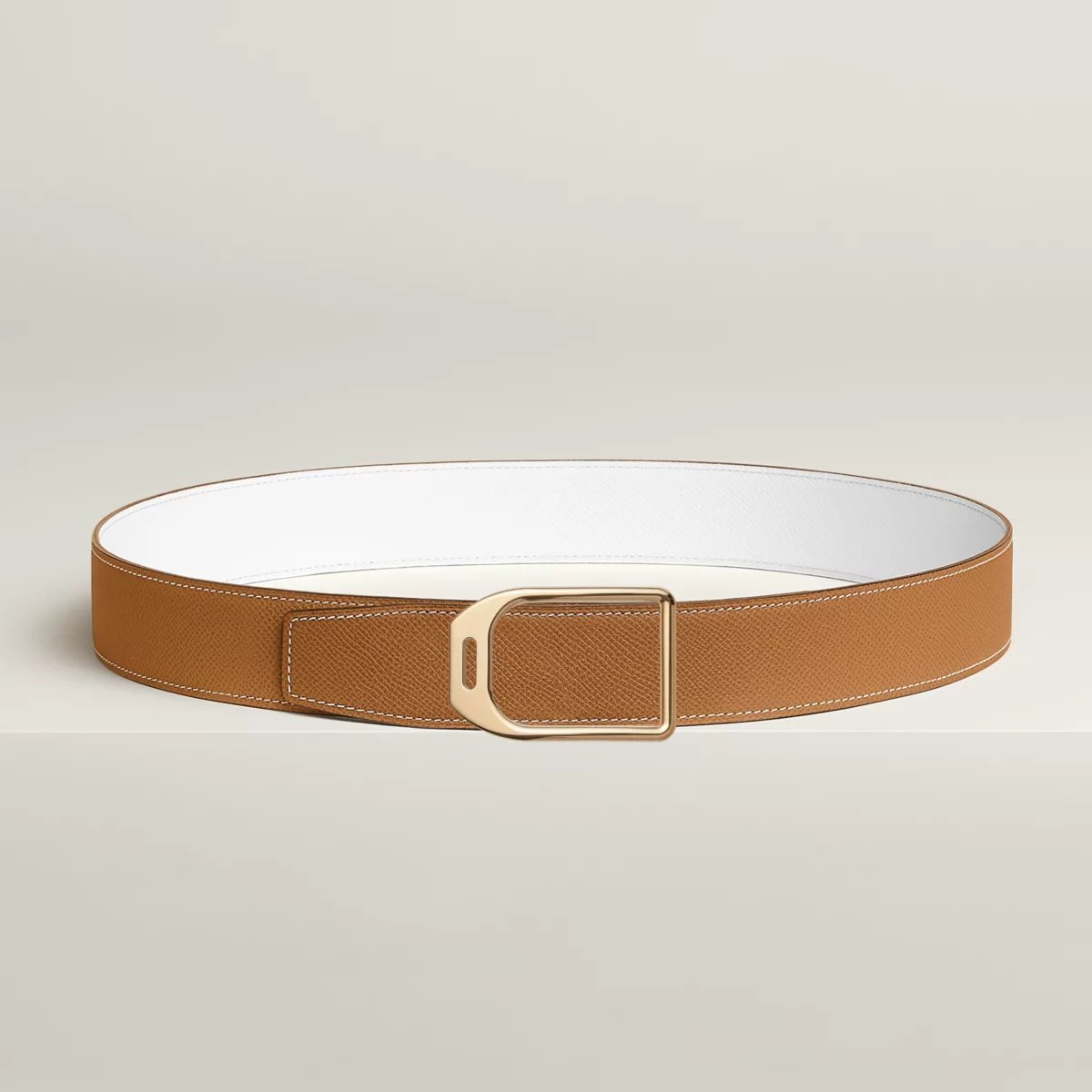 Jockey belt buckle & Reversible leather strap 38 mm