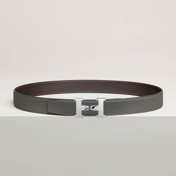 H Twist Belt Buckle & Reversible Leather Strap 32 MM