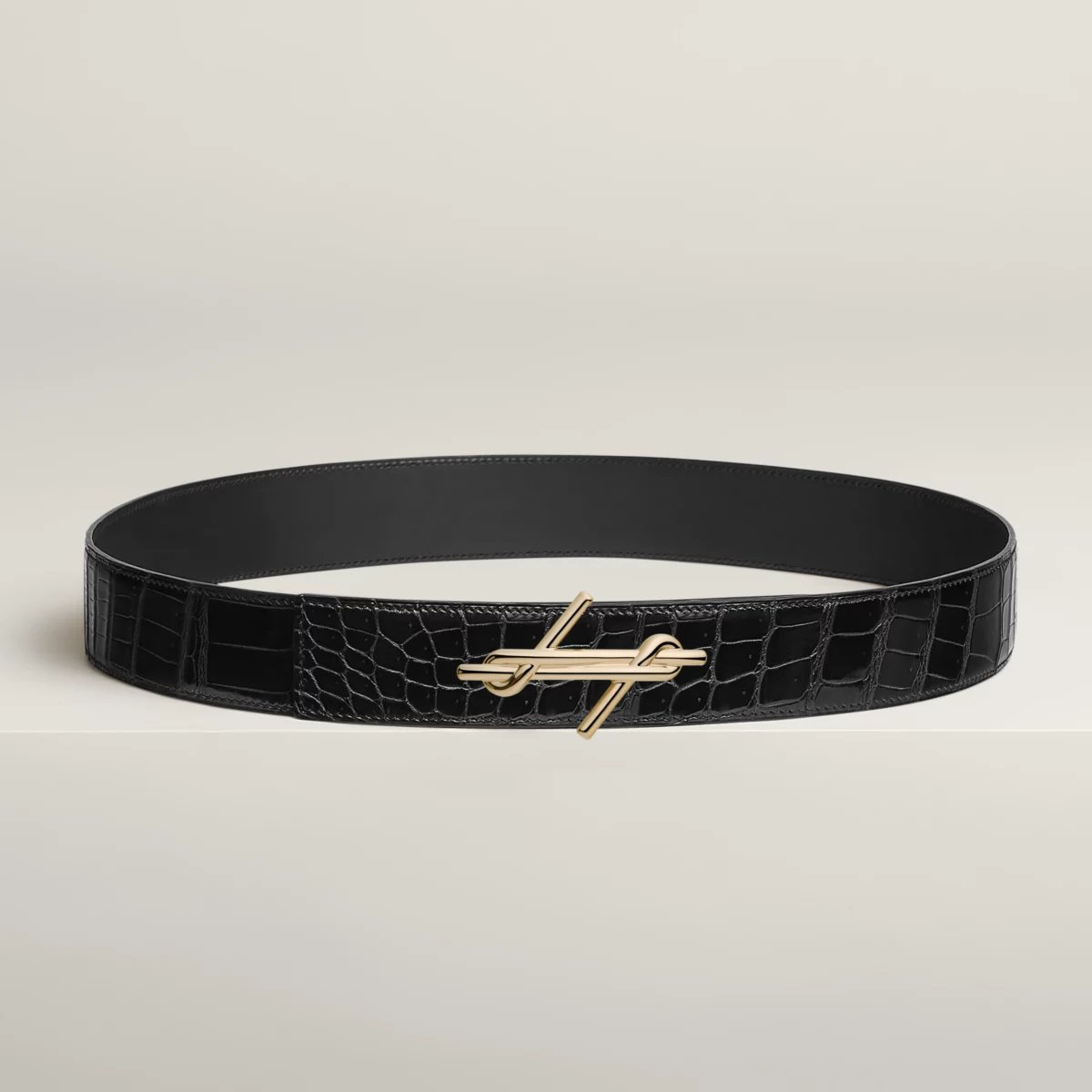 H Noue belt buckle & Leather strap 38 mm